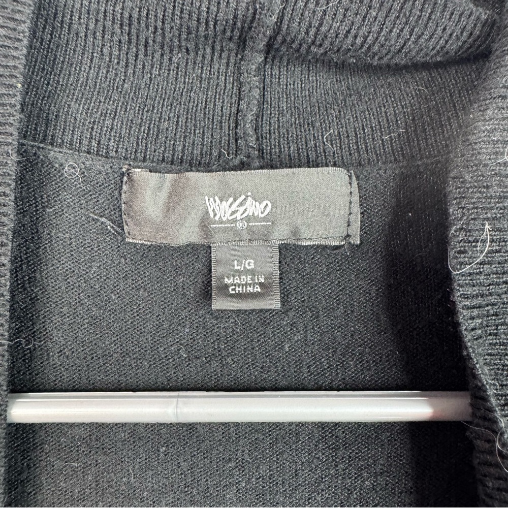 Mossino cardigan open front waterfall long sleeve Elegant Black Cardigan - Picture 3 of 5